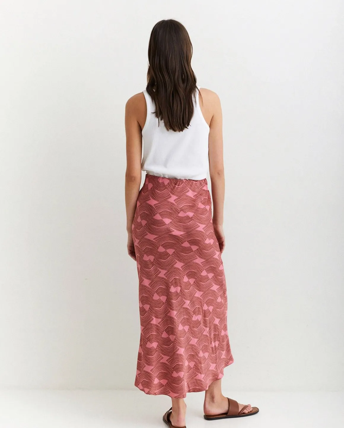 YERSE Skirts^Sateen Midi Skirt Pink