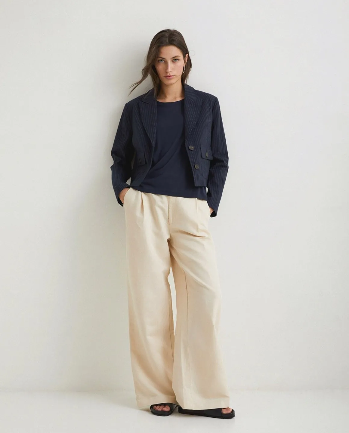 YERSE Jackets And Blazers^Short Pinstripe Sport Coat Navy