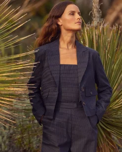 YERSE Jackets And Blazers^Short Pinstripe Sport Coat Navy
