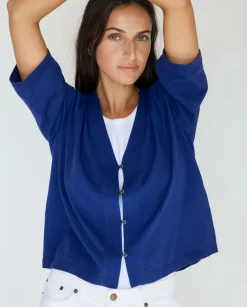 YERSE Sweaters & Cardigans^Short-Sleeve Cardigan Blue
