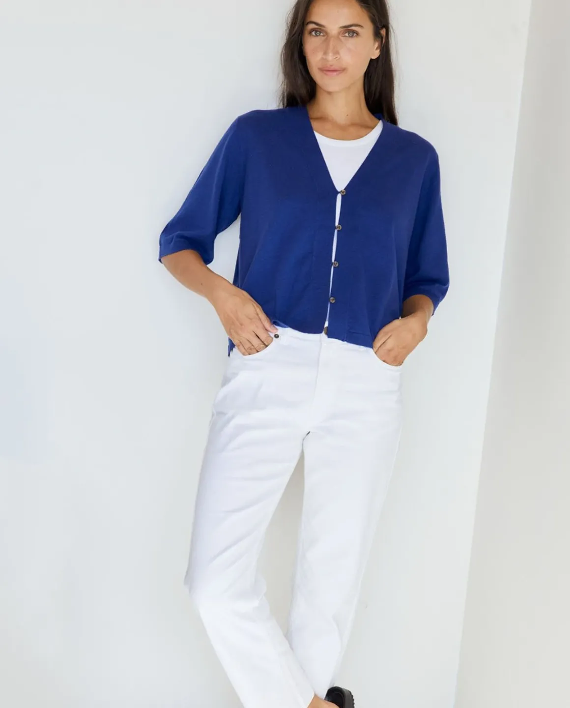 YERSE Sweaters & Cardigans^Short-Sleeve Cardigan Blue