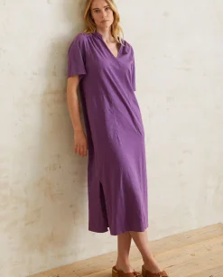 YERSE Dresses And Jumpsuits^Short-Sleeve Cotton Dress Purple