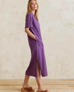 YERSE Dresses And Jumpsuits^Short-Sleeve Cotton Dress Purple