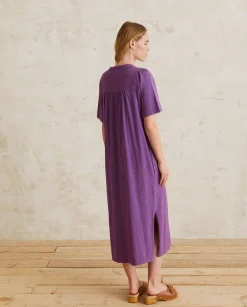YERSE Dresses And Jumpsuits^Short-Sleeve Cotton Dress Purple