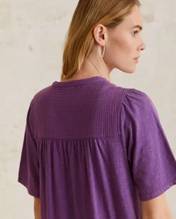 YERSE Dresses And Jumpsuits^Short-Sleeve Cotton Dress Purple