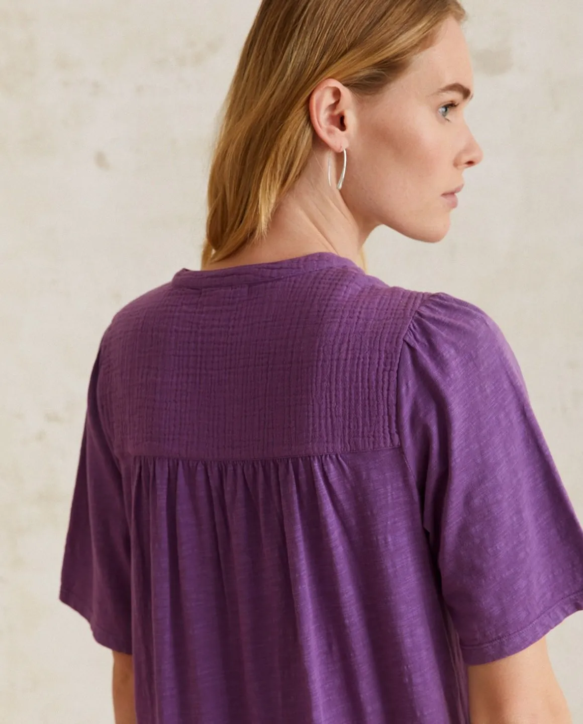 YERSE Dresses And Jumpsuits^Short-Sleeve Cotton Dress Purple