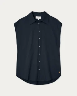 YERSE Shirts And Blouses^Sleeveless Cotton Shirt Navy