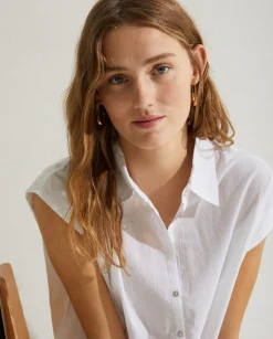 YERSE Shirts And Blouses^Sleeveless Cotton Shirt White