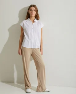 YERSE Shirts And Blouses^Sleeveless Cotton Shirt White