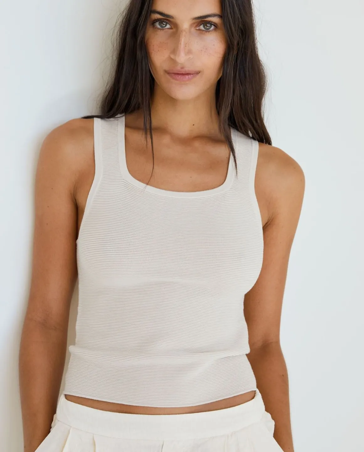 YERSE T- Shirts And Tops^Square-Neck Knit Top Natural