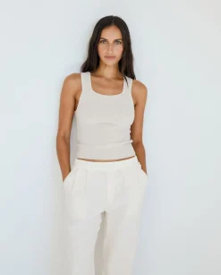 YERSE T- Shirts And Tops^Square-Neck Knit Top Natural