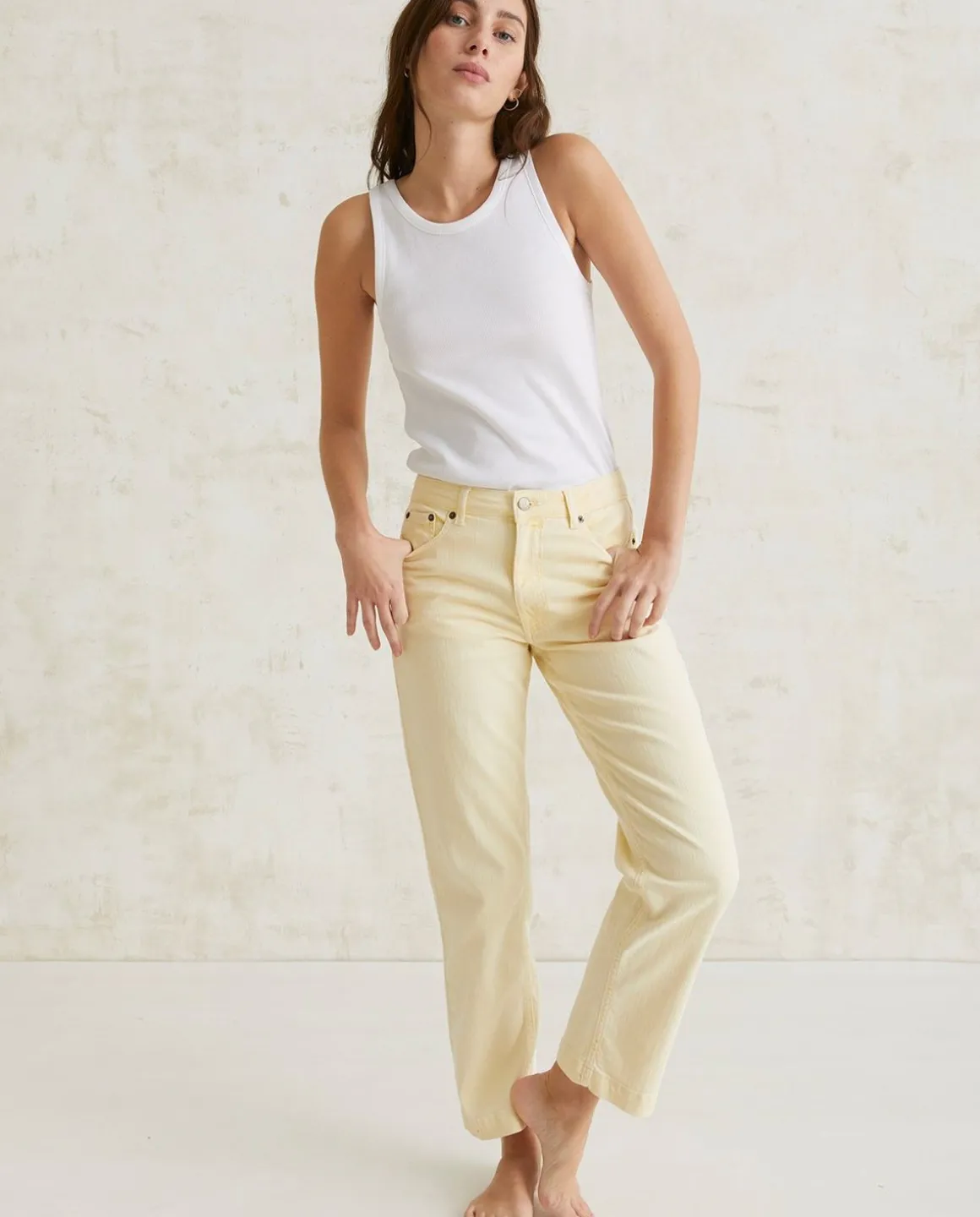 YERSE Trousers And Jeans^Straight Denim Trousers Yellow