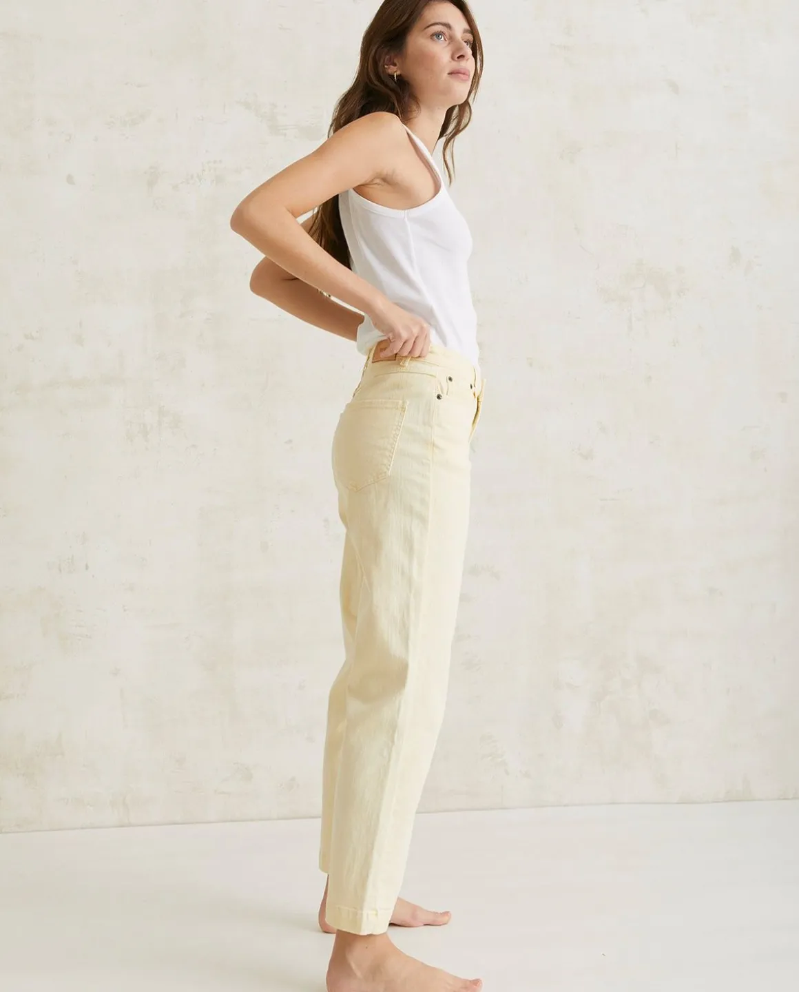 YERSE Trousers And Jeans^Straight Denim Trousers Yellow