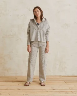 YERSE Trousers And Jeans^Striped Cargo Trousers Blue
