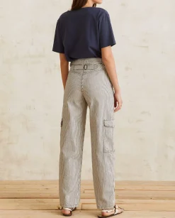 YERSE Trousers And Jeans^Striped Cargo Trousers Blue