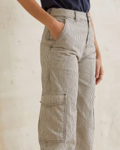 YERSE Trousers And Jeans^Striped Cargo Trousers Blue