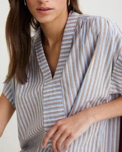 YERSE Shirts And Blouses^Striped Cotton Shirt Blue