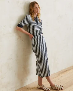 YERSE Skirts^Striped Cotton Skirt Ecru And Navy