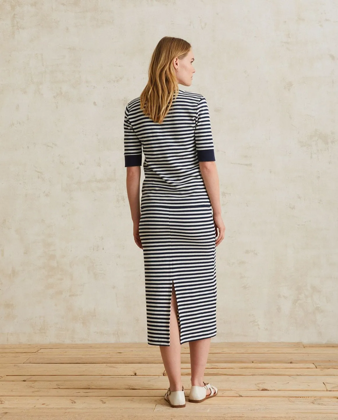YERSE Skirts^Striped Cotton Skirt Ecru And Navy