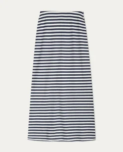 YERSE Skirts^Striped Cotton Skirt Ecru And Navy