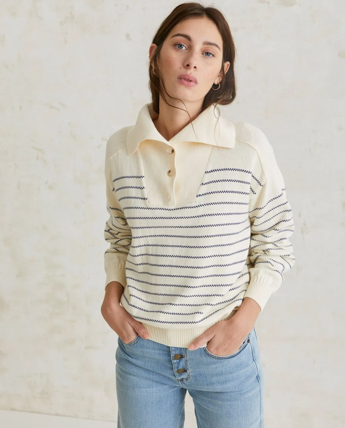 YERSE Sweaters & Cardigans^Striped Cotton Sweater Navy