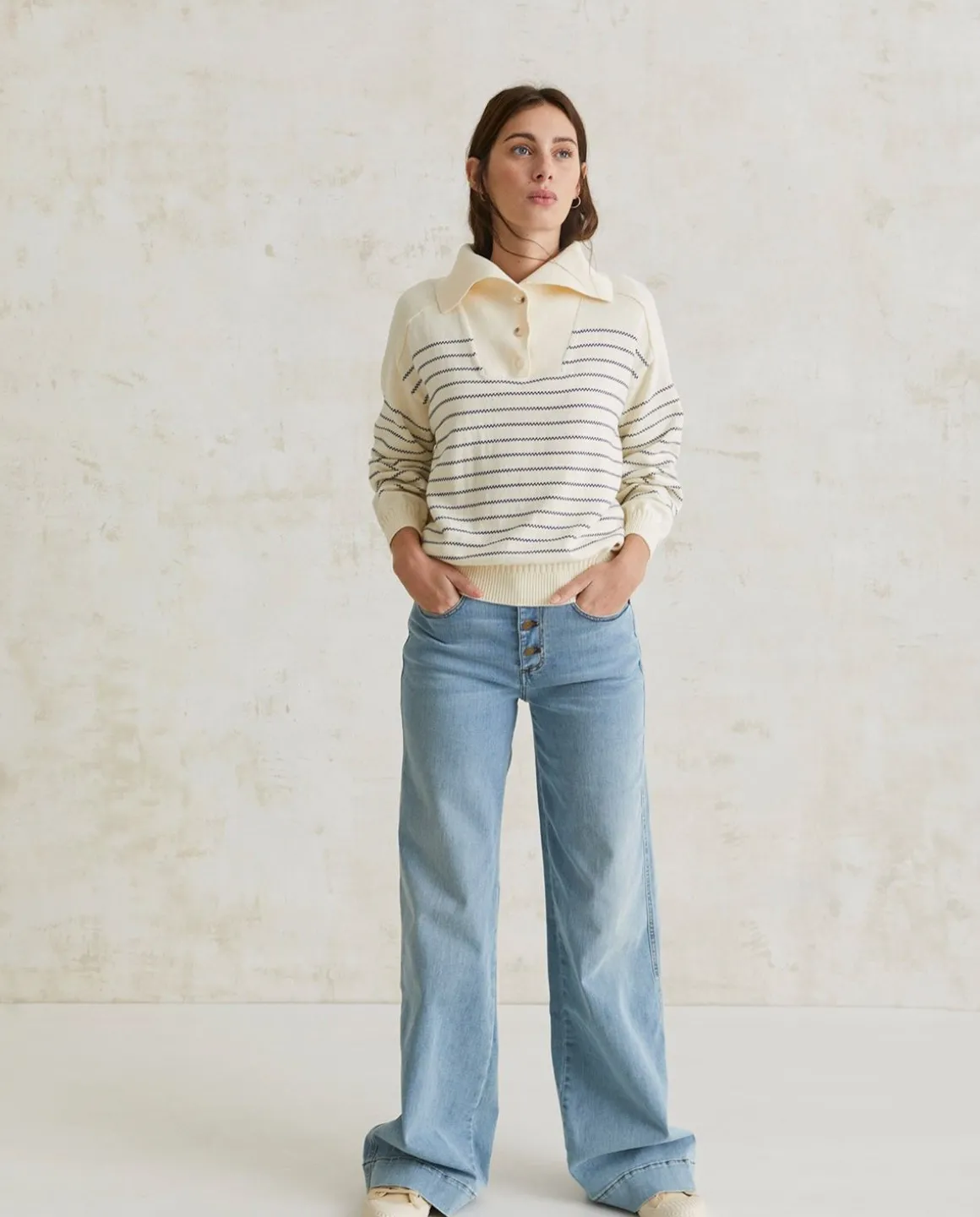 YERSE Sweaters & Cardigans^Striped Cotton Sweater Navy