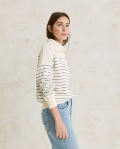 YERSE Sweaters & Cardigans^Striped Cotton Sweater Navy