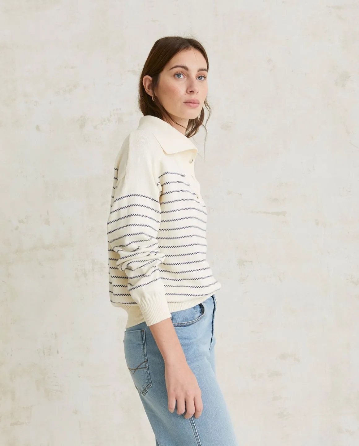 YERSE Sweaters & Cardigans^Striped Cotton Sweater Navy