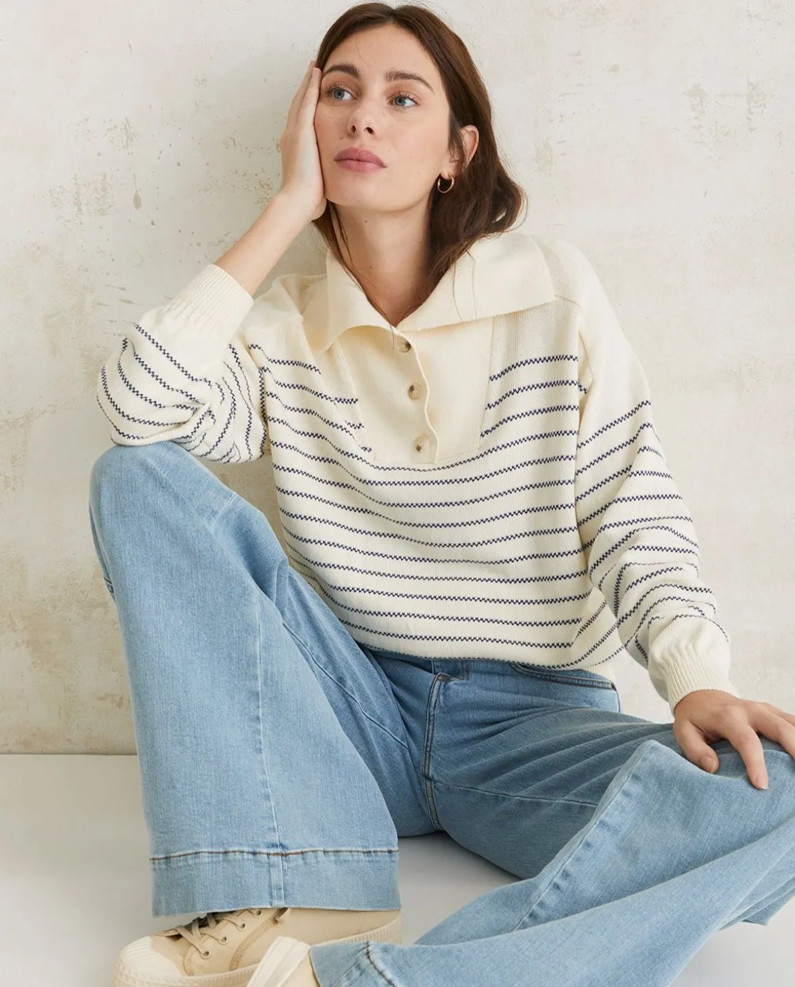 YERSE Sweaters & Cardigans^Striped Cotton Sweater Navy
