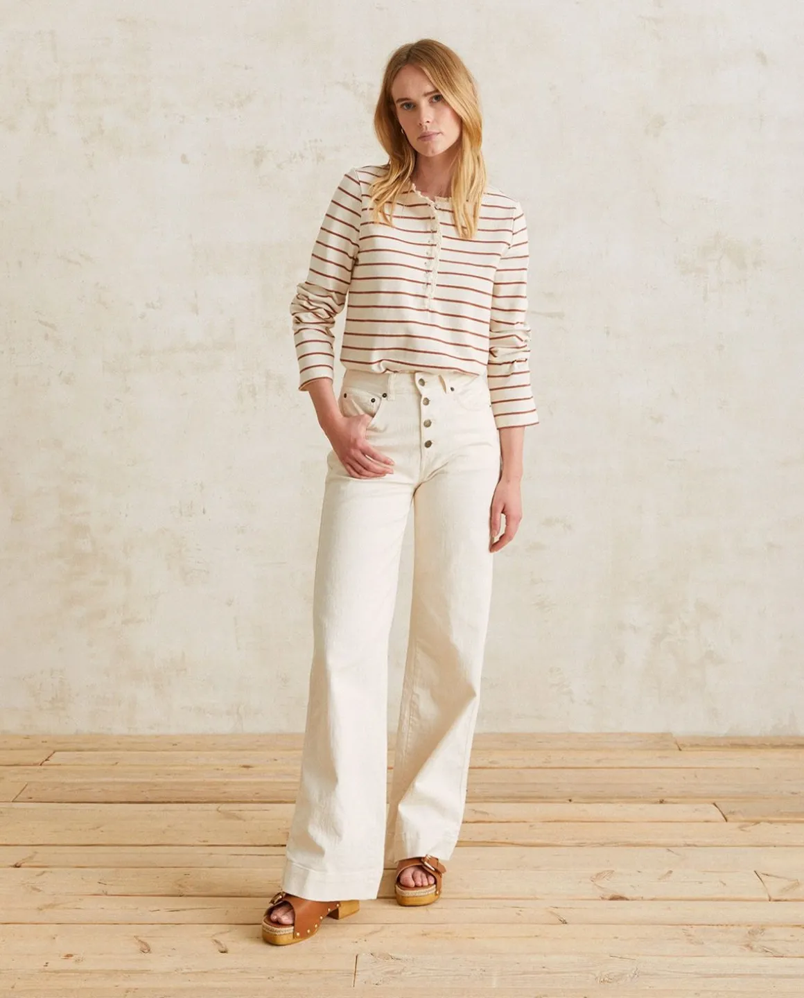 YERSE T- Shirts And Tops^Striped Cotton T-Shirt Chocolate Stripes