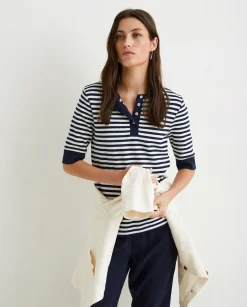 YERSE T- Shirts And Tops^Striped Cotton T-Shirt Ecru And Navy
