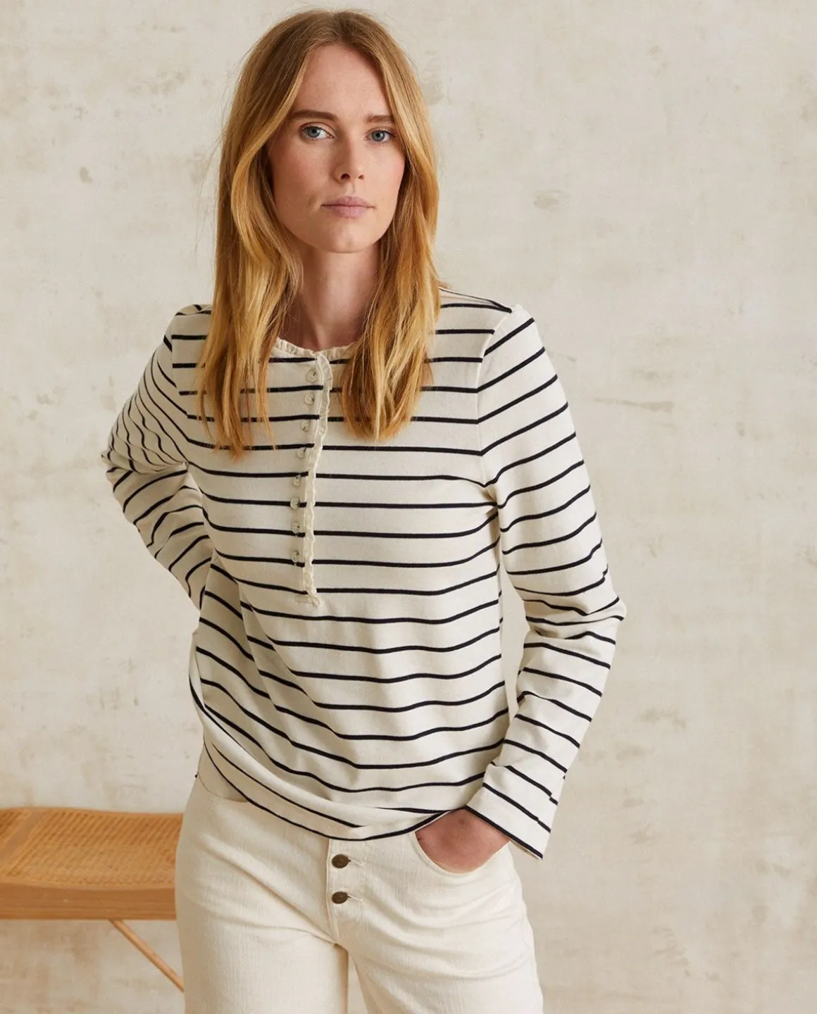 YERSE T- Shirts And Tops^Striped Cotton T-Shirt Navy Stripes