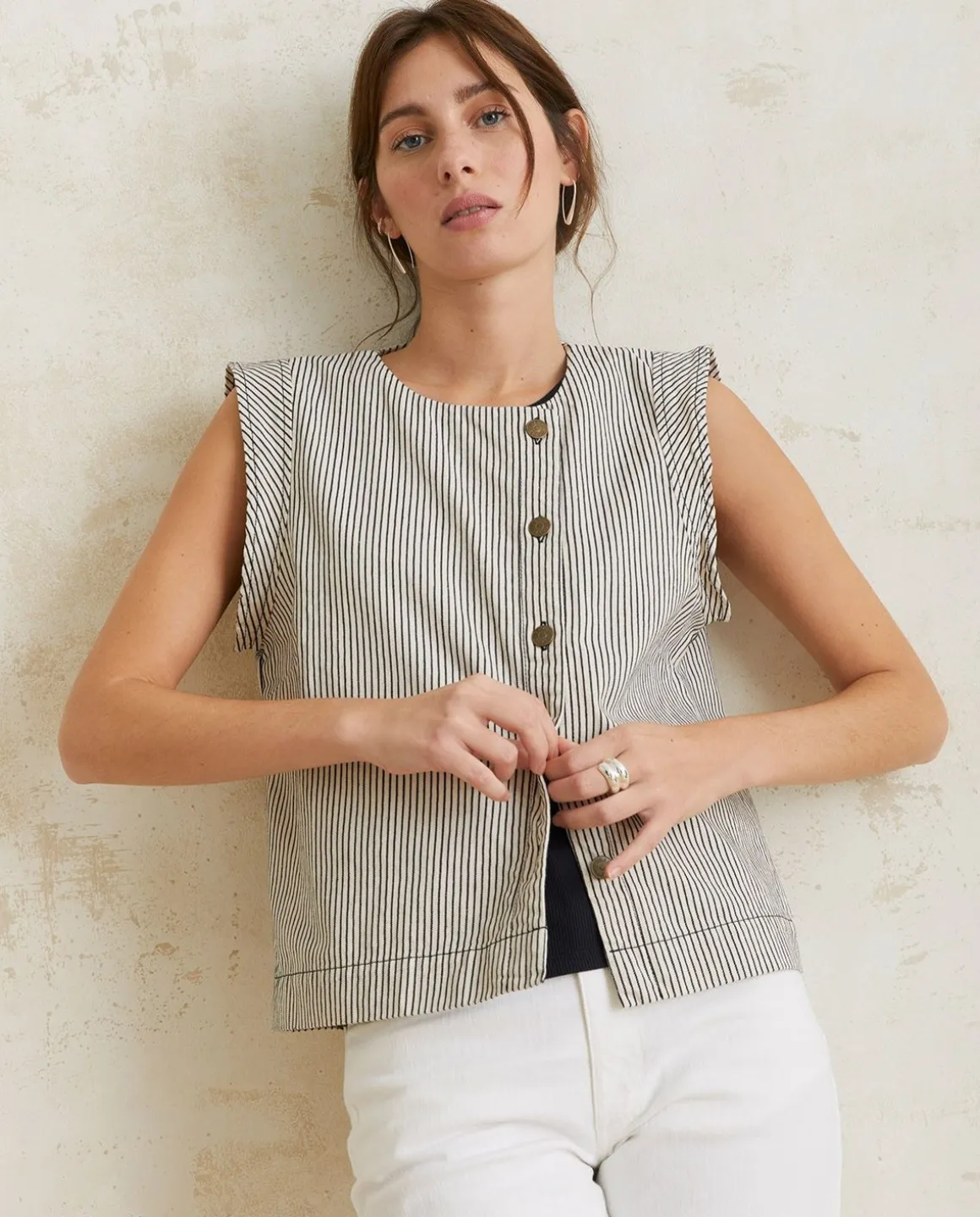 YERSE T- Shirts And Tops^Striped Denim Top Blue