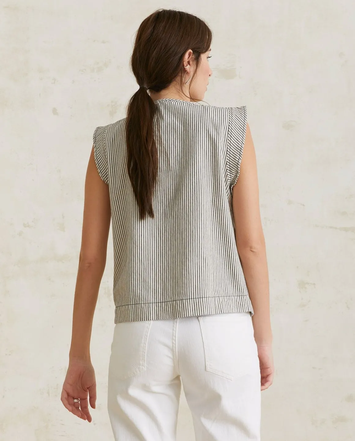 YERSE T- Shirts And Tops^Striped Denim Top Blue