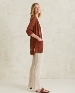 YERSE Sweaters & Cardigans^Striped Linen Cardigan Chocolate