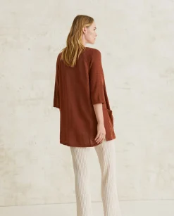 YERSE Sweaters & Cardigans^Striped Linen Cardigan Chocolate