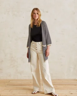 YERSE Sweaters & Cardigans^Striped Linen Cardigan Navy Stripes