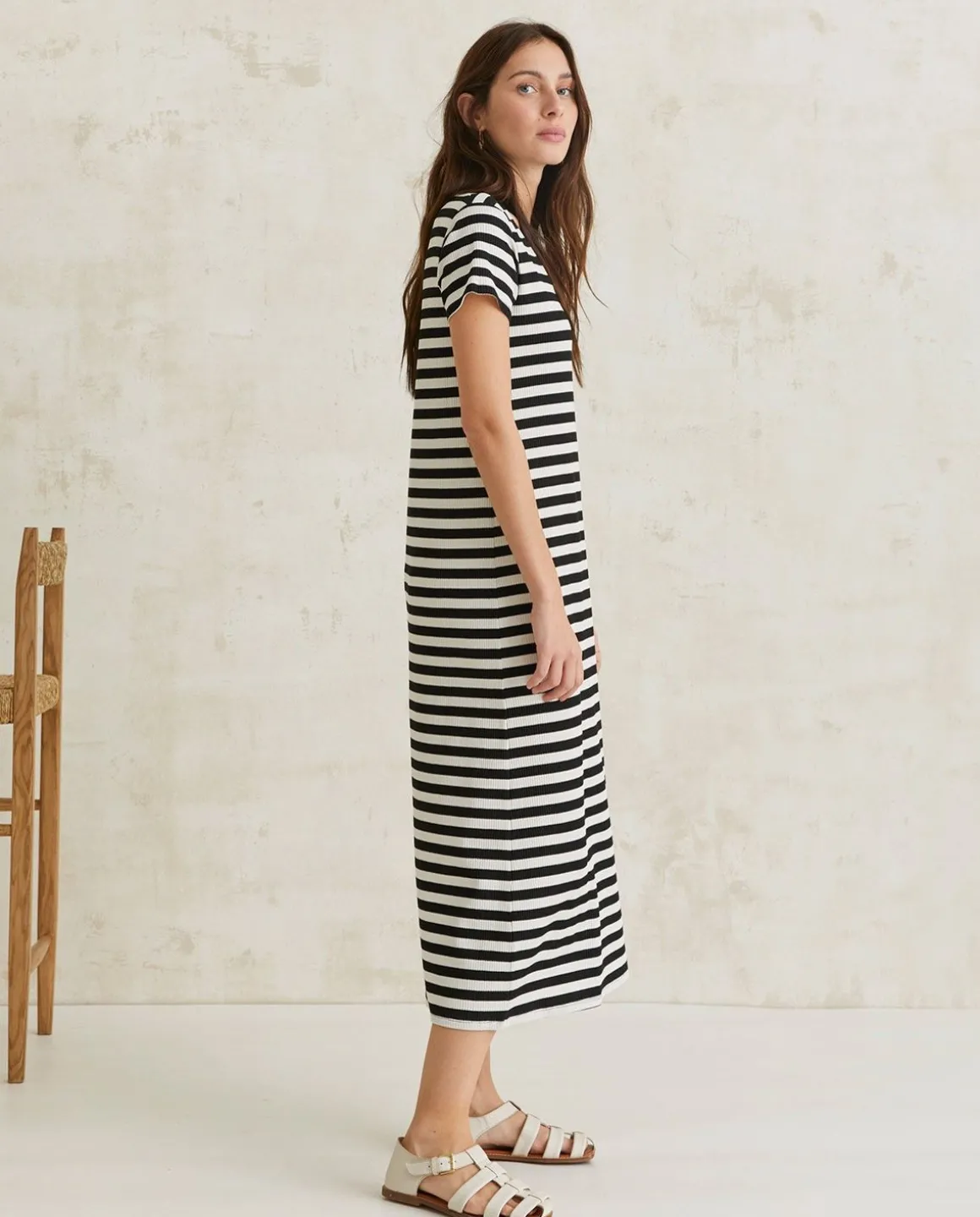 YERSE Dresses And Jumpsuits^Striped Midi Dress Black Stripes