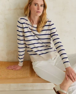 YERSE Sweaters & Cardigans^Striped Organic-Cotton Sweater Navy Stripes