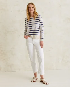 YERSE Sweaters & Cardigans^Striped Organic-Cotton Sweater Navy Stripes