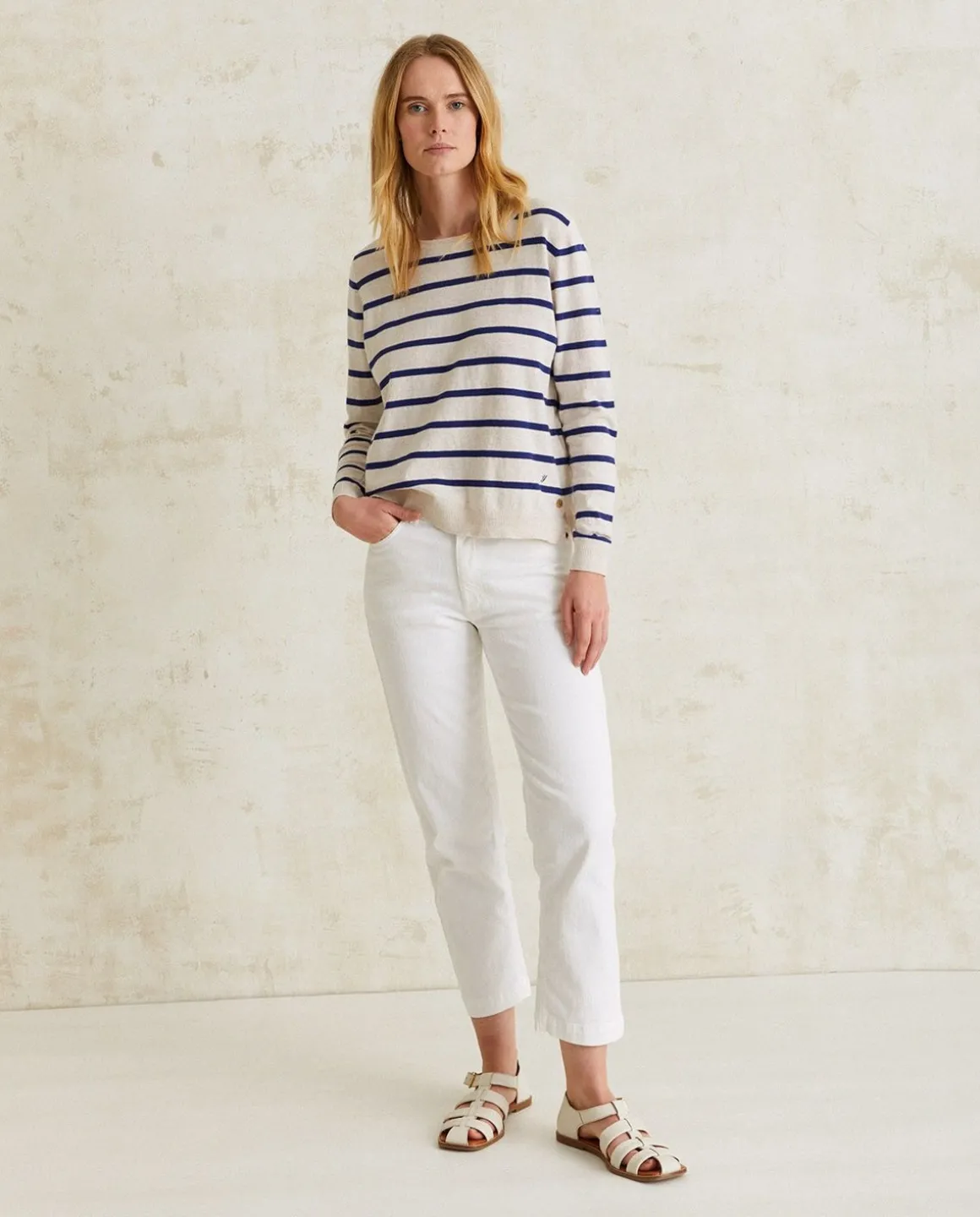 YERSE Sweaters & Cardigans^Striped Organic-Cotton Sweater Navy Stripes