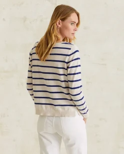 YERSE Sweaters & Cardigans^Striped Organic-Cotton Sweater Navy Stripes