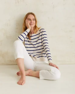YERSE Sweaters & Cardigans^Striped Organic-Cotton Sweater Navy Stripes