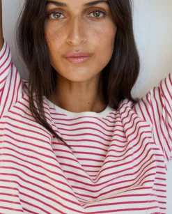 YERSE T- Shirts And Tops^Striped Organic-Cotton T-Shirt Fuchsia Stripes