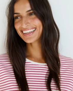 YERSE T- Shirts And Tops^Striped Organic-Cotton T-Shirt Fuchsia Stripes