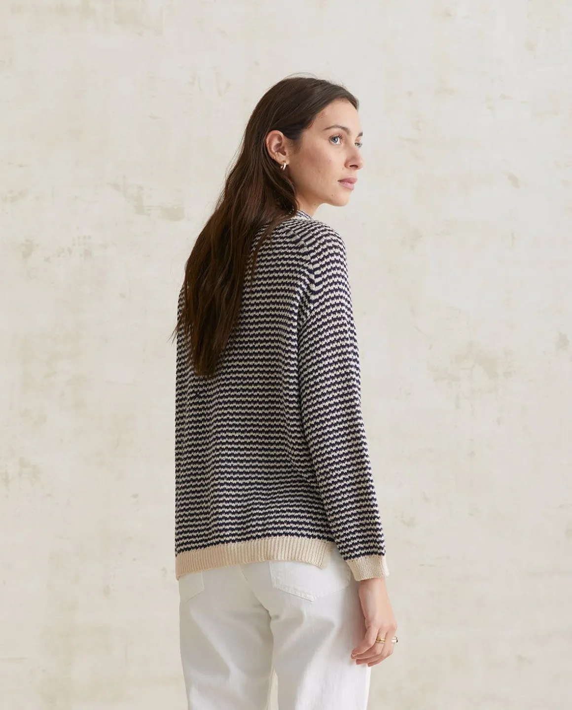 YERSE Sweaters & Cardigans^Striped Polo Sweater Navy Stripes