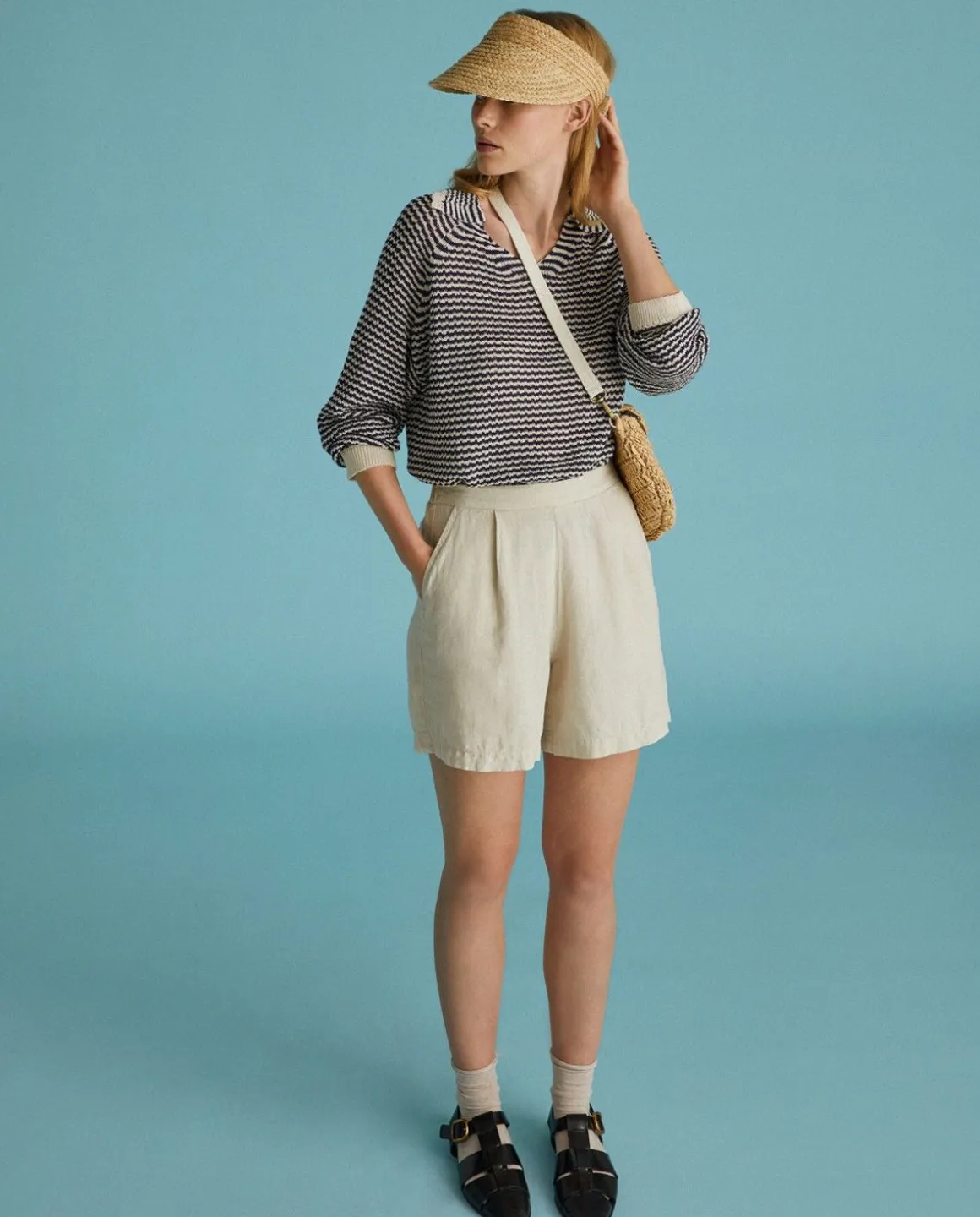 YERSE Sweaters & Cardigans^Striped Polo Sweater Navy Stripes