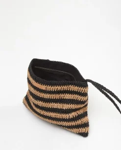 YERSE Bags^Striped Raffia Pouch Bag Beige