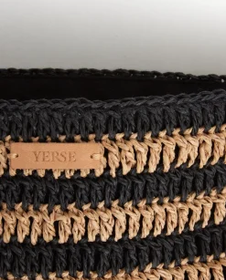 YERSE Bags^Striped Raffia Pouch Bag Beige