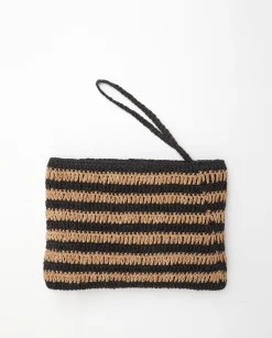 YERSE Bags^Striped Raffia Pouch Bag Beige